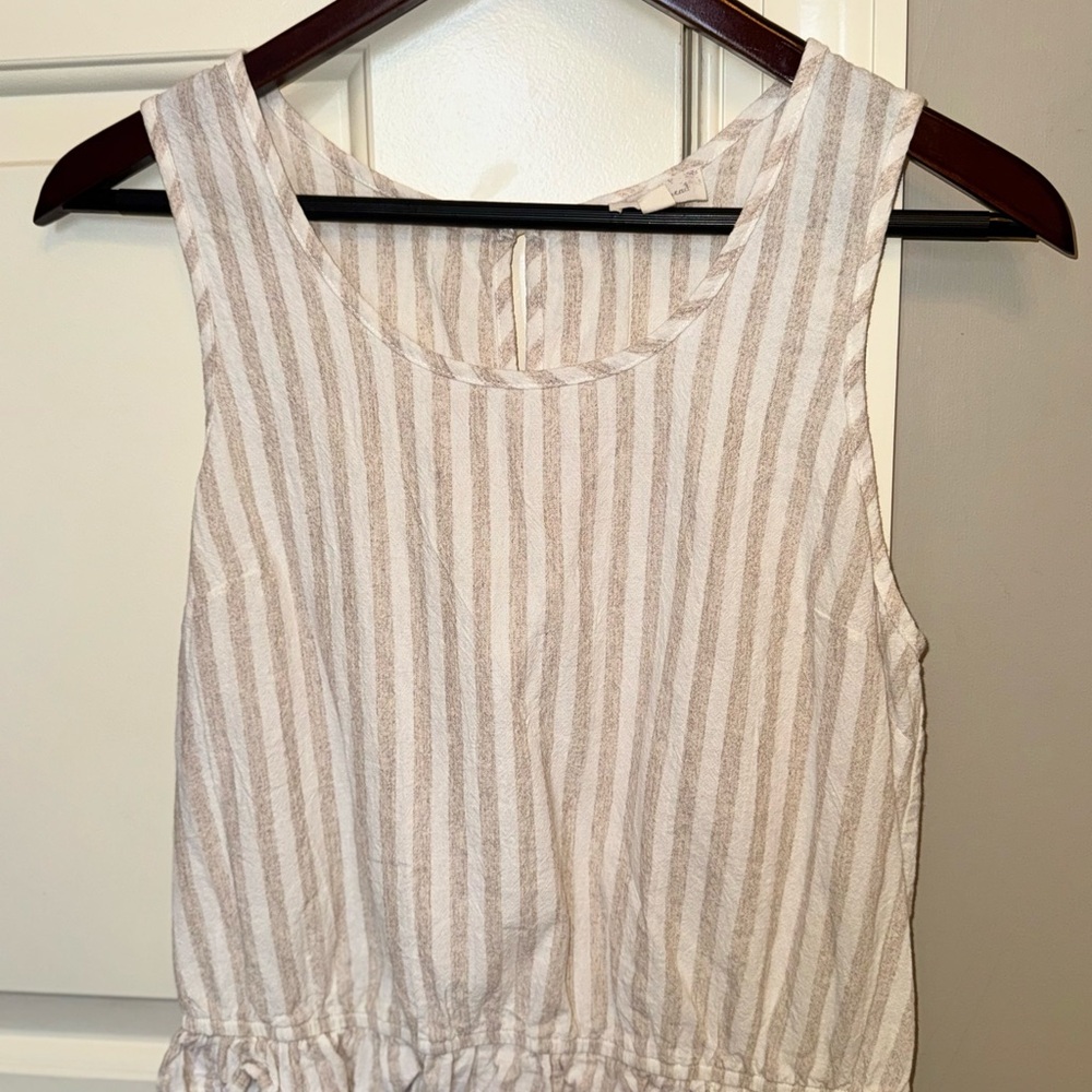 Hem & Thread Beige and White Striped Tank Top